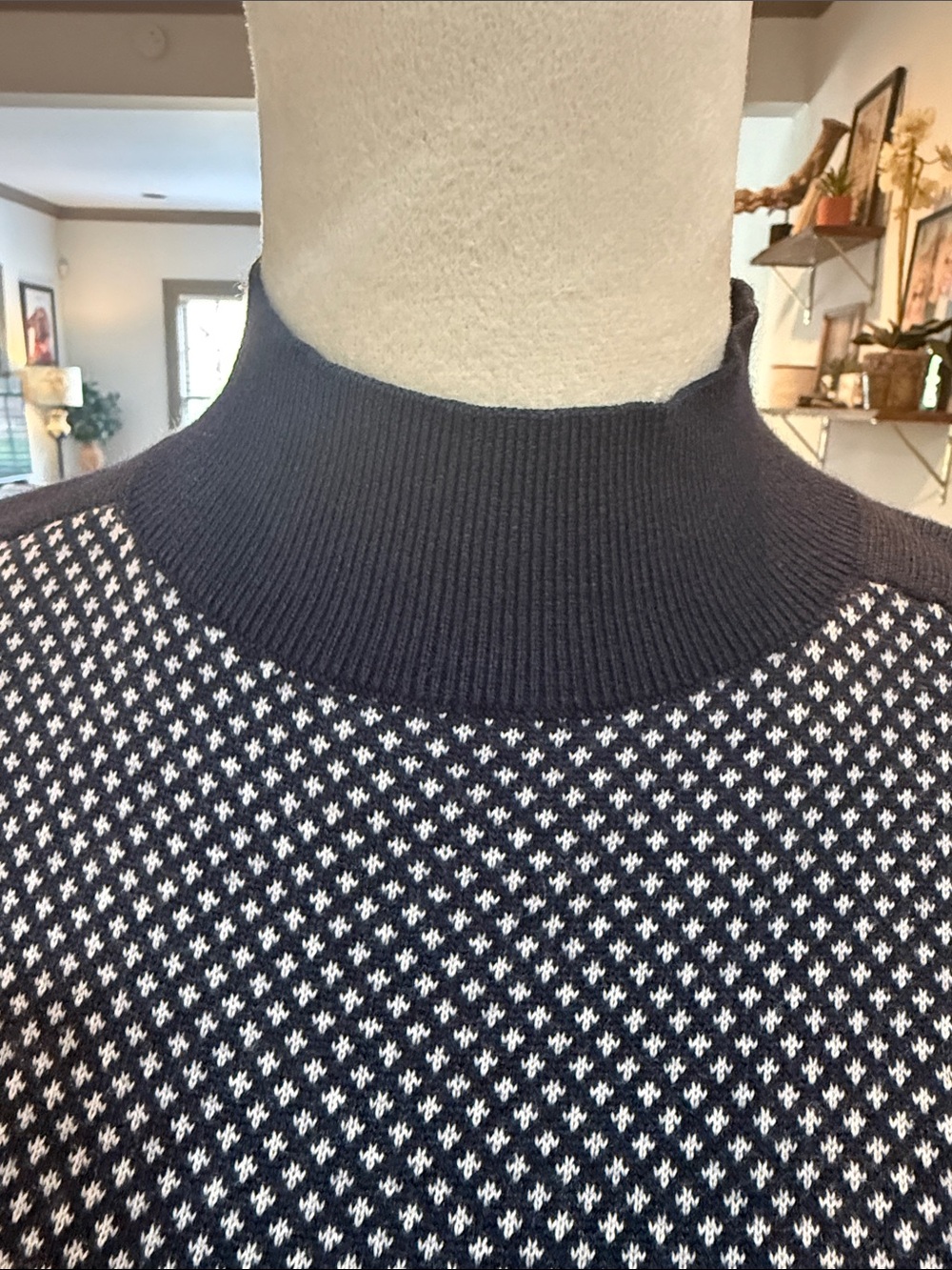 Tory Sport Navy & White Turtleneck Knit Sweater - Picture 3 of 6